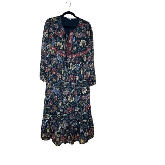 Frye NEW dress size S black floral maxi fully lined western cowgirl holidays - Picture 2 of 10